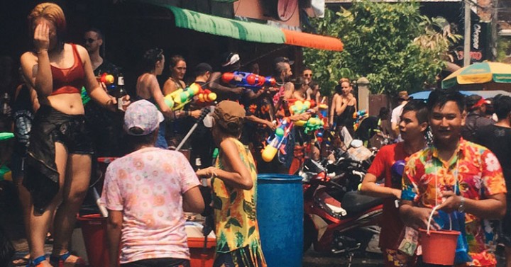 Celebración del Songkran en Chiang Mai, Tailandia